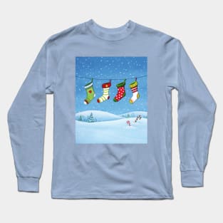 Christmas stockings landscape Long Sleeve T-Shirt